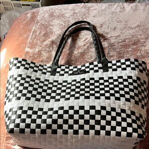 Kate Spade Black and White Checkered Large Tote Bag
